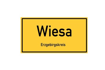 Isolated German city limit sign of Wiesa located in Sachsen