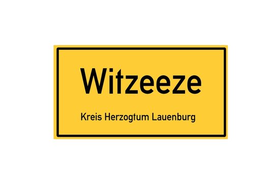 Isolated German city limit sign of Witzeeze located in Schleswig-Holstein
