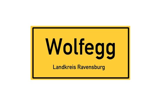 Isolated German city limit sign of Wolfegg located in Baden-W�rttemberg