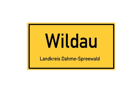 Isolated German city limit sign of Wildau located in Brandenburg