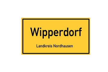 Isolated German city limit sign of Wipperdorf located in Th�ringen