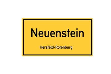 Isolated German city limit sign of Neuenstein located in Hessen