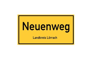 Isolated German city limit sign of Neuenweg located in Baden-W�rttemberg