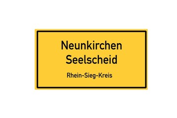 Isolated German city limit sign of Neunkirchen Seelscheid located in Nordrhein-Westfalen
