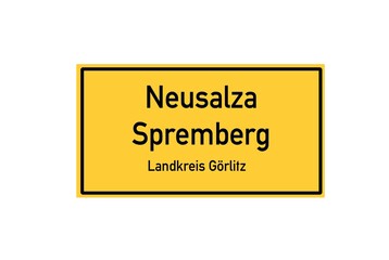 Isolated German city limit sign of Neusalza Spremberg located in Sachsen