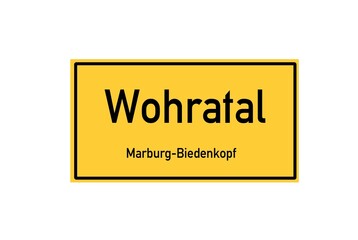 Isolated German city limit sign of Wohratal located in Hessen