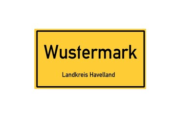 Isolated German city limit sign of Wustermark located in Brandenburg
