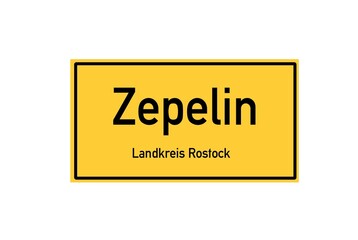 Isolated German city limit sign of Zepelin located in Mecklenburg-Vorpommern