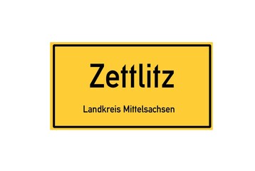 Isolated German city limit sign of Zettlitz located in Sachsen