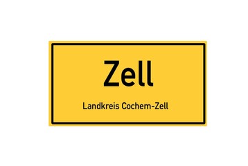 Isolated German city limit sign of Zell located in Rheinland-Pfalz