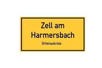 Isolated German city limit sign of Zell am Harmersbach located in Baden-W�rttemberg
