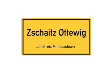 Isolated German city limit sign of Zschaitz Ottewig located in Sachsen