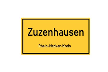 Isolated German city limit sign of Zuzenhausen located in Baden-W�rttemberg
