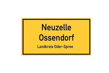 Isolated German city limit sign of Neuzelle Ossendorf located in Brandenburg