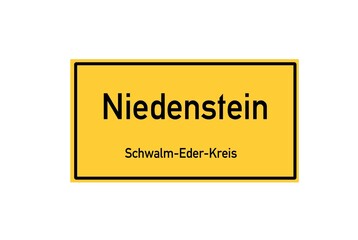 Isolated German city limit sign of Niedenstein located in Hessen