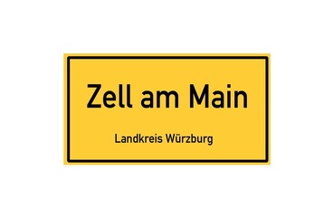 Isolated German city limit sign of Zell am Main located in Bayern
