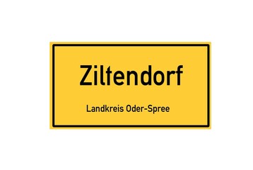 Isolated German city limit sign of Ziltendorf located in Brandenburg
