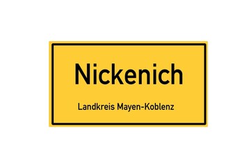 Isolated German city limit sign of Nickenich located in Rheinland-Pfalz