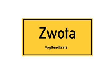 Isolated German city limit sign of Zwota located in Sachsen