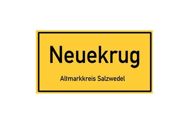 Isolated German city limit sign of Neuekrug located in Sachsen-Anhalt