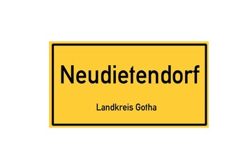 Isolated German city limit sign of Neudietendorf located in Th�ringen
