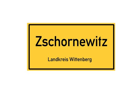 Isolated German city limit sign of Zschornewitz located in Sachsen-Anhalt