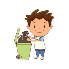 Child taking out trash