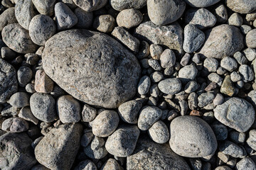 Round stones on a beach.