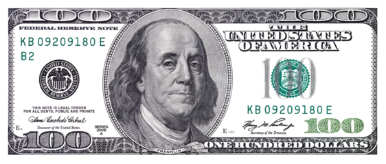 Fotobehang Transparant bankbiljet van 100 Amerikaanse dollars © Ruslan