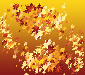Naklejka na ściany i meble simple autumn leaves print gradient
