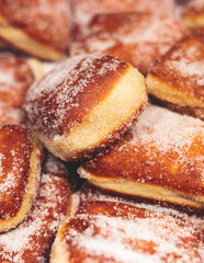 Variety assortment of traditional finnish sweets and pastries with cinnamon bun, and cardamon roll and rolls, butter bun and others, korvapuusti, laskiaspulla and voisilmapulla