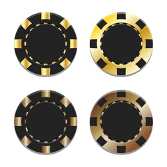 Set of golden poker chips