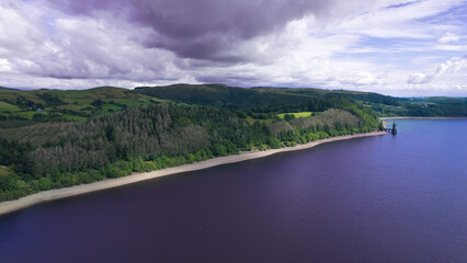 Lake Vyrnwy in Wales, UK - aerial view 16