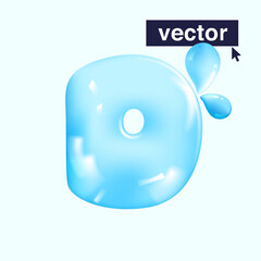 D letter pure water logo in realistic 3D and cartoon balloon style.