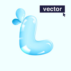L letter pure water logo in realistic 3D and cartoon balloon style.