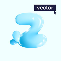Z letter pure water logo in realistic 3D and cartoon balloon style.