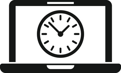 Laptop work hours icon simple vector. Office time. Home balance