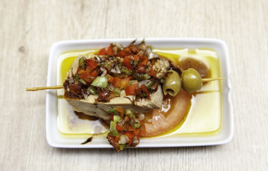 Spanish typical tuna skewer