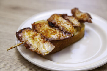 Spanish typical octopus skewer