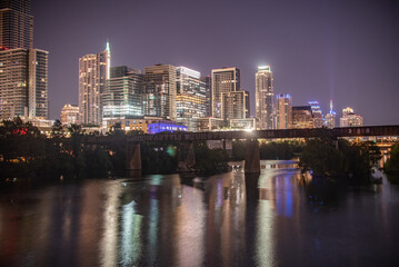 Fototapeta na wymiar Downtown Austin skyline at night