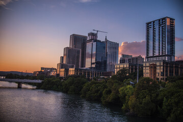 View of the Downtown Austin skyline at dusk