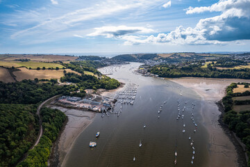 Fototapeta na wymiar Dittisham and River Dart from a drone, Devon, England, Europe