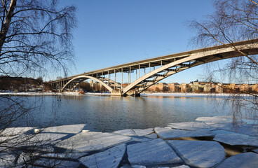 The West bridge in Stockholm Sweden in winter
