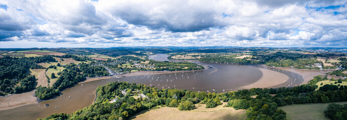 Greenway and River Dart from a drone, Devon, England, Europe