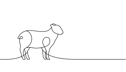 Sheep one line continuous drawing. Sheep symbol. Farm animal continuous one line illustration. Vector minimalist linear illustration.
