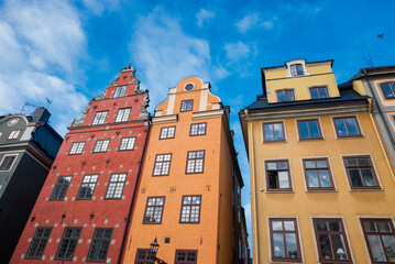 Fototapeta na wymiar the famous stortorget square in the center of the old town with colorful houses in Stockholm Sweden