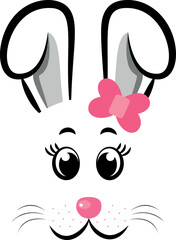 Cute Easter Bunny. mask of Easter Bunny face . Vector illustration