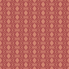 Vector seamless pattern. Subtle ornamental background, repeat geometric tiles. Abstract ornament texture in muted red and orange color. Elegant design for decor, fabric, textile, furniture, ceramic