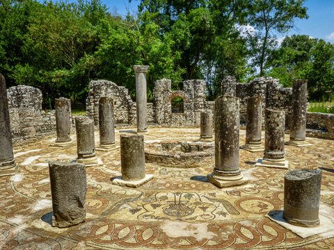 Ruins of ancient greek temple in Butrint, Albania