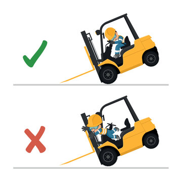What to do in the event of a overturning of forklift. Stay inside the cabin. Do not jump. Safety in handling a fork lift truck. Security First. Work accident. Industrial Safety and Occupational Health